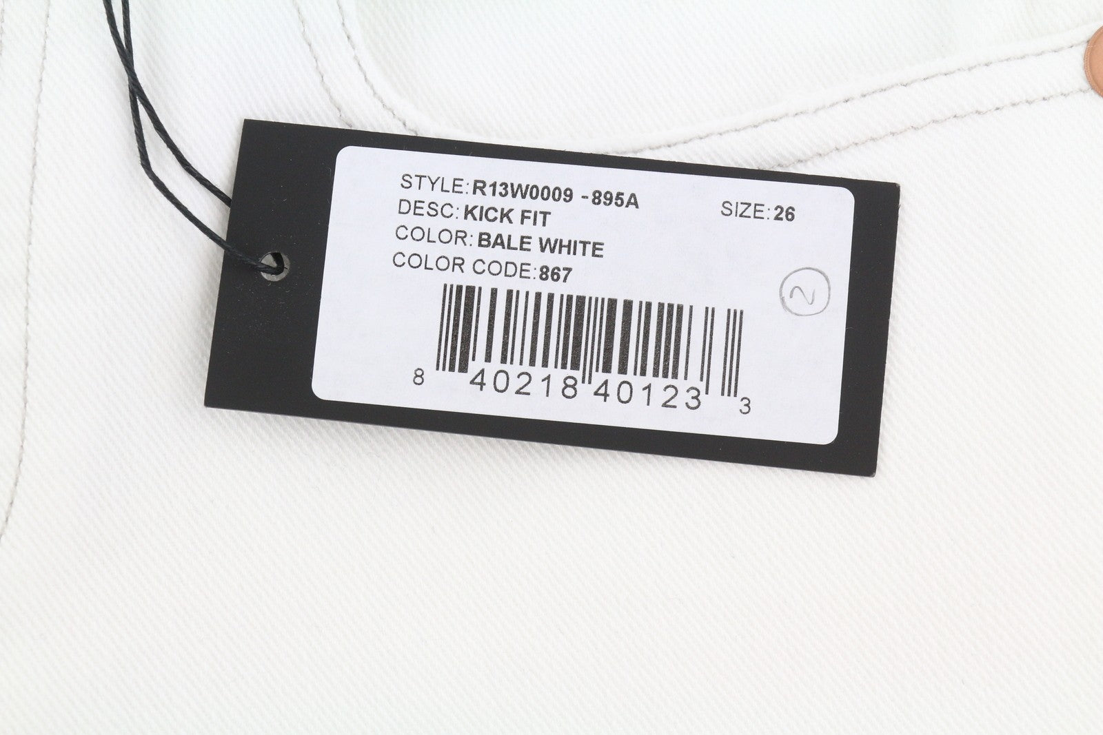 R13 Kick Fit Women Jeans 26 Bale White Cropped Flare Ankle Light RRP499