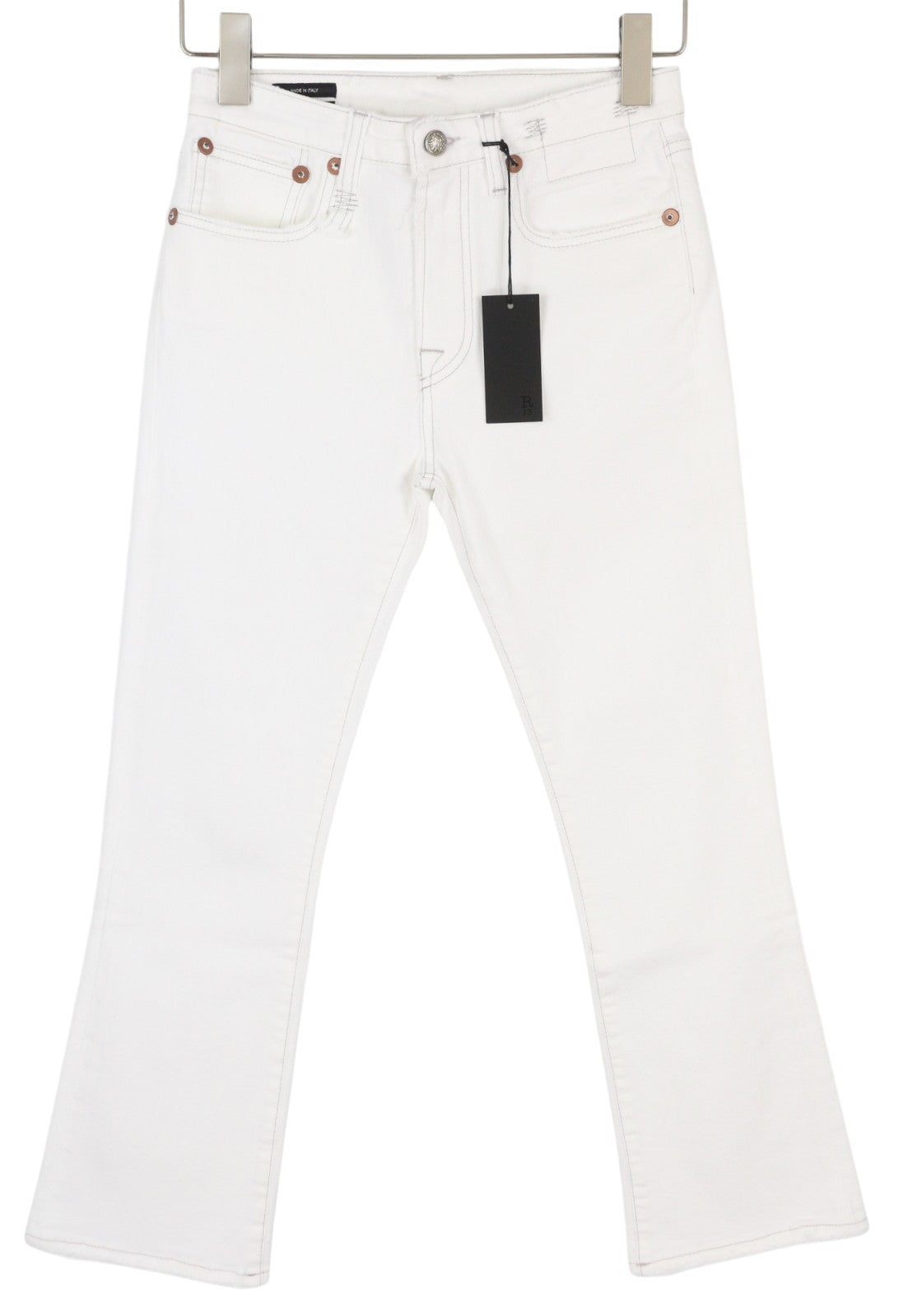 R13 Kick Fit Women Jeans 26 Bale White Cropped Flared Denim RRP499