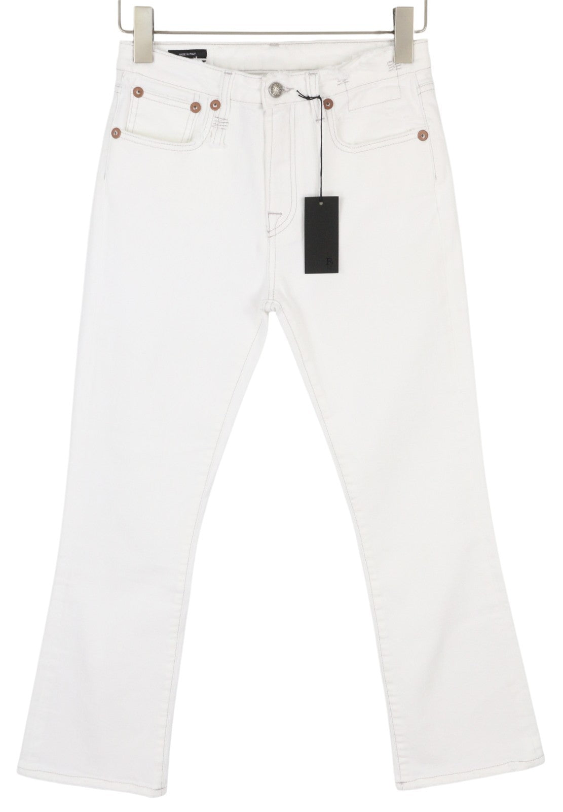 R13 Kick Fit Women Jeans 27 Bale White Cropped Flared Denim RRP499
