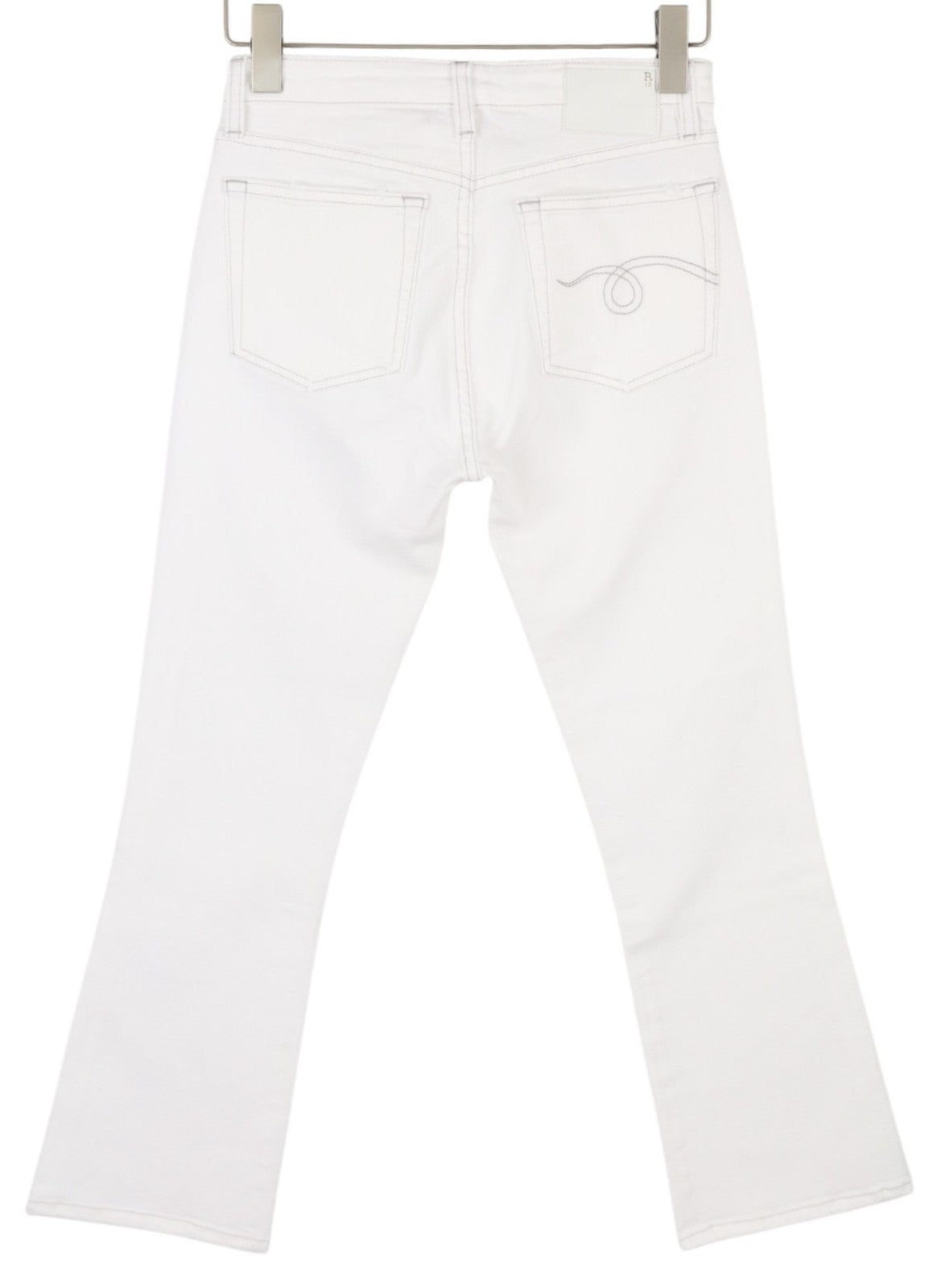 R13 Kick Fit Women Jeans 27 Bale White Cropped Flared Light RRP499