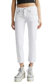 R13 Boy Straight Women Jeans 32 Bale White Cropped Ankle Denim RRP499