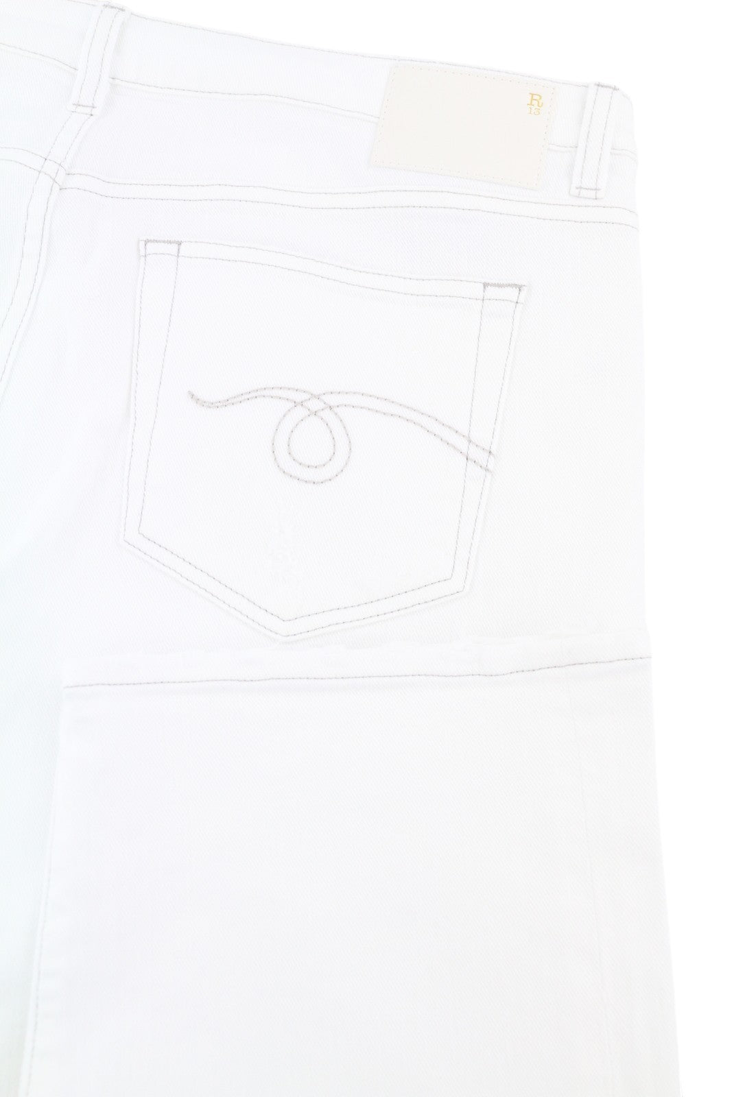 R13 Boy Straight Women Jeans 32 Bale White Cropped Ankle Denim RRP499