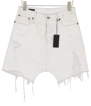 R13 Marky Drop Women Shorts 27 Nico White Ripped Distress Button Fly Denim