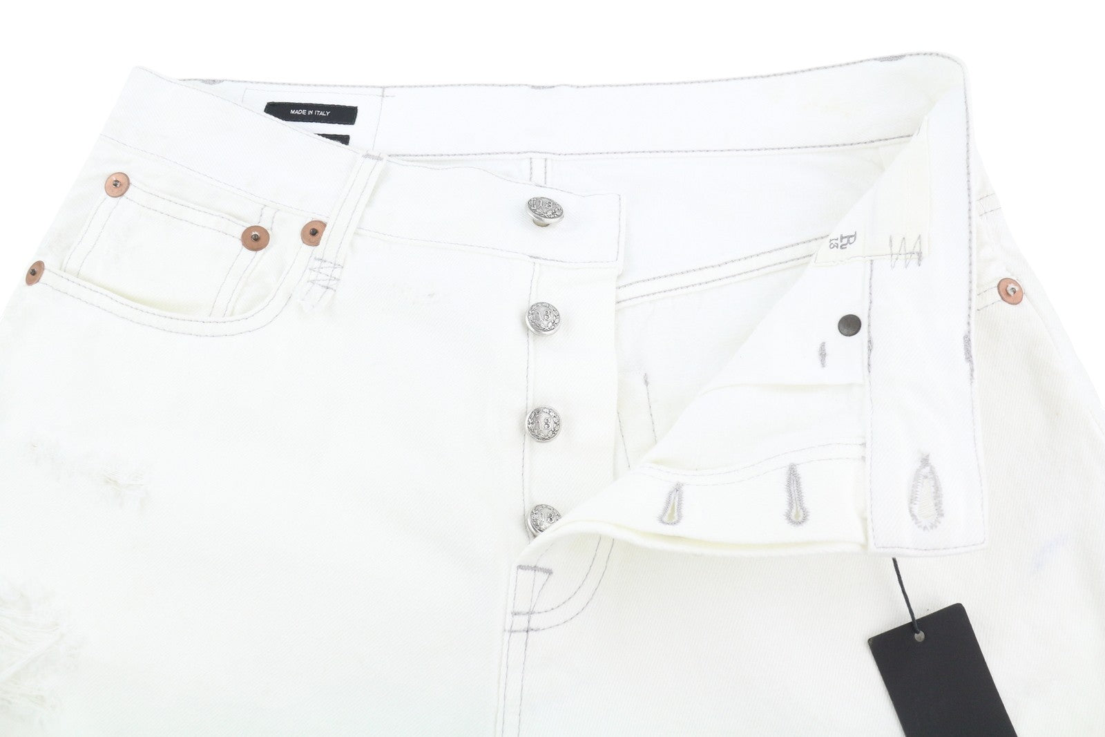 R13 Marky Drop Women Shorts 27 Nico White Ripped Distress Button Fly Denim