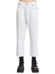 R13 Tailored Drop Women Jeans 27 Kinney Indigo Linen Cropped Relaxed RRP599