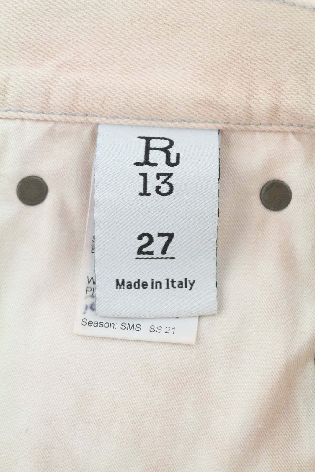 R13 Boyfriend Women Jeans 27 Peyton Pink Ripped Distress Zip Denim RRP699