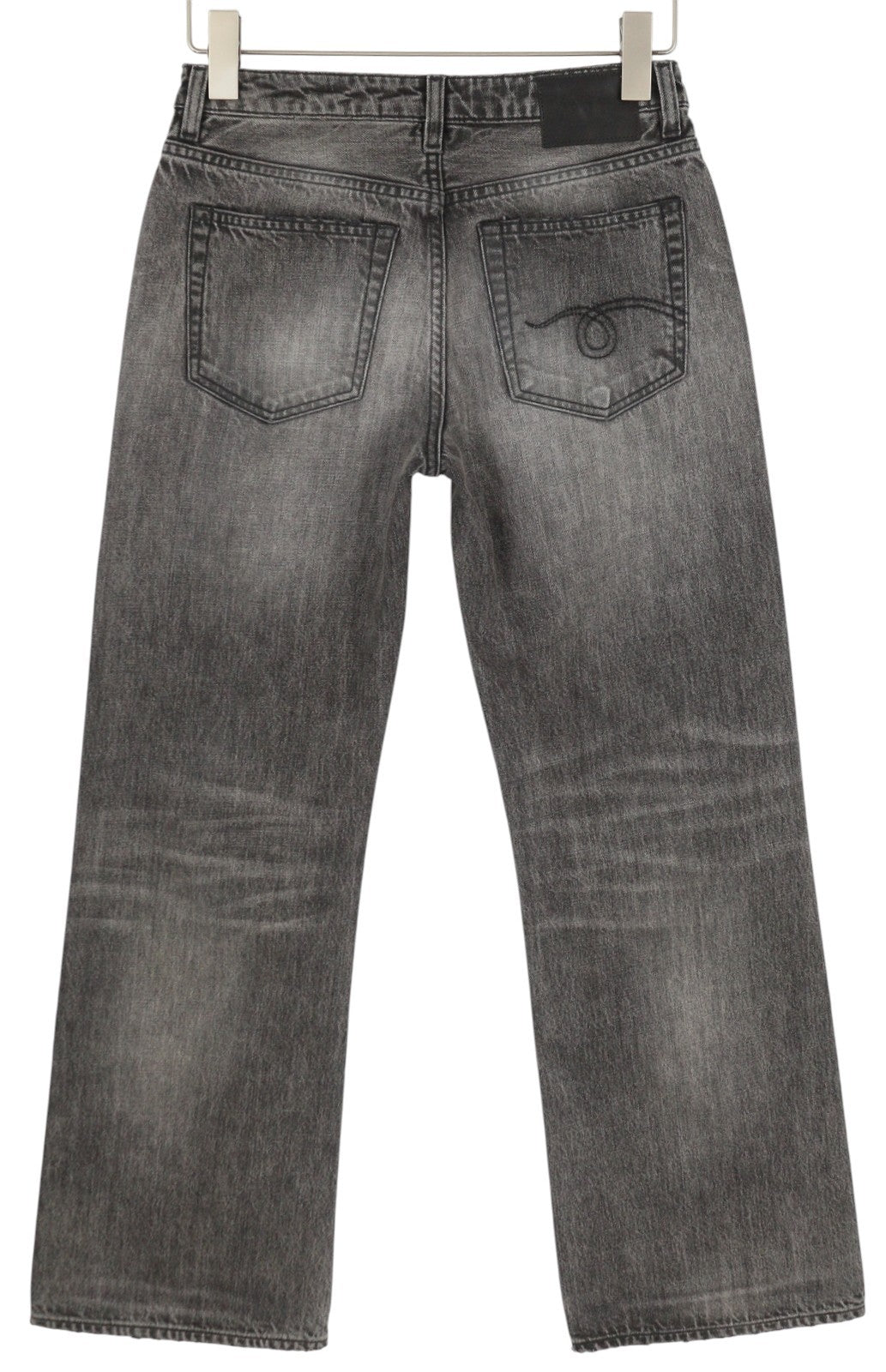 R13 Effie Women Jeans 25 Polaris Black Washed Faded Straight Zip Denim