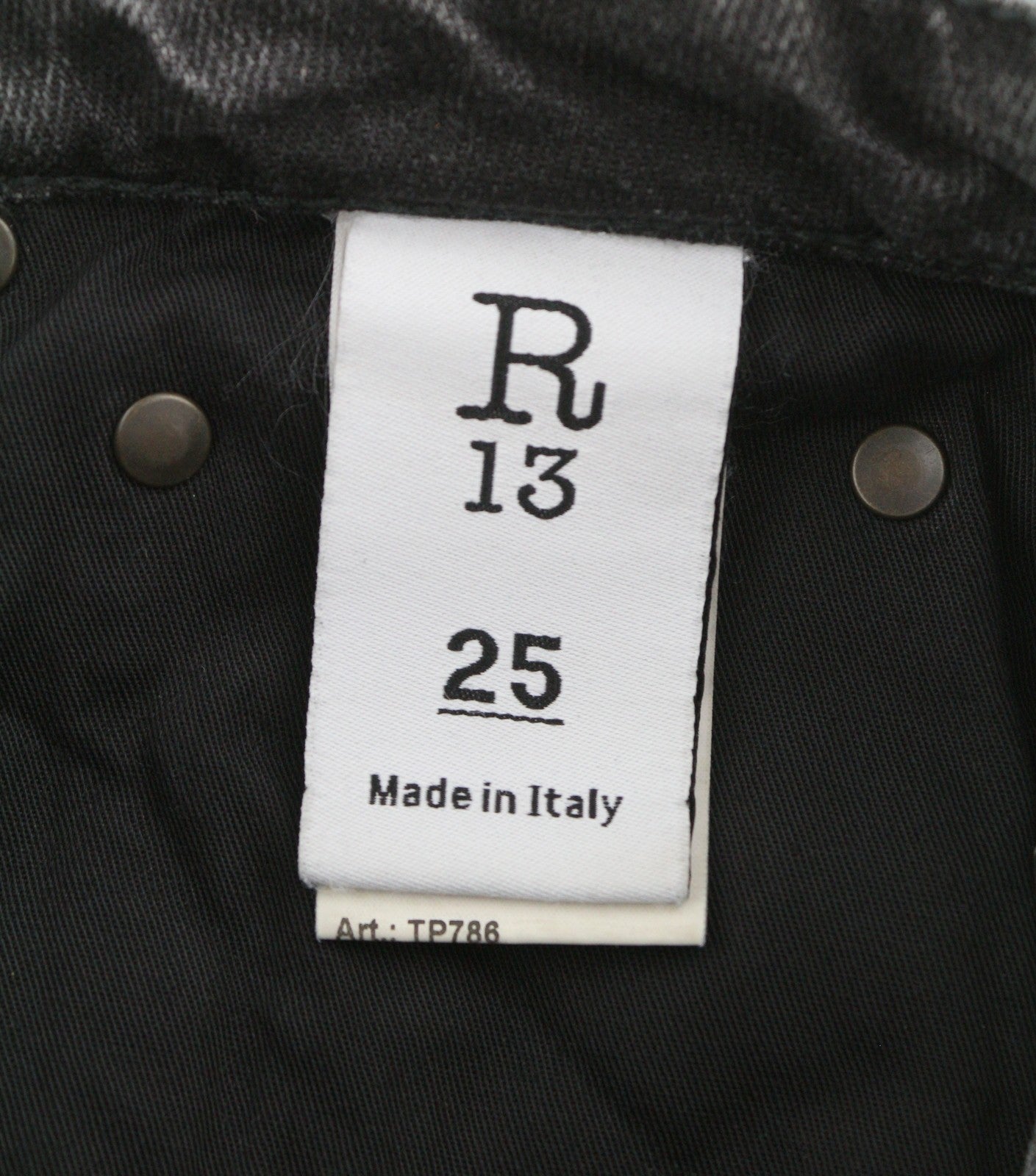 R13 Effie Women Jeans 25 Polaris Black Washed Faded Straight Zip Denim