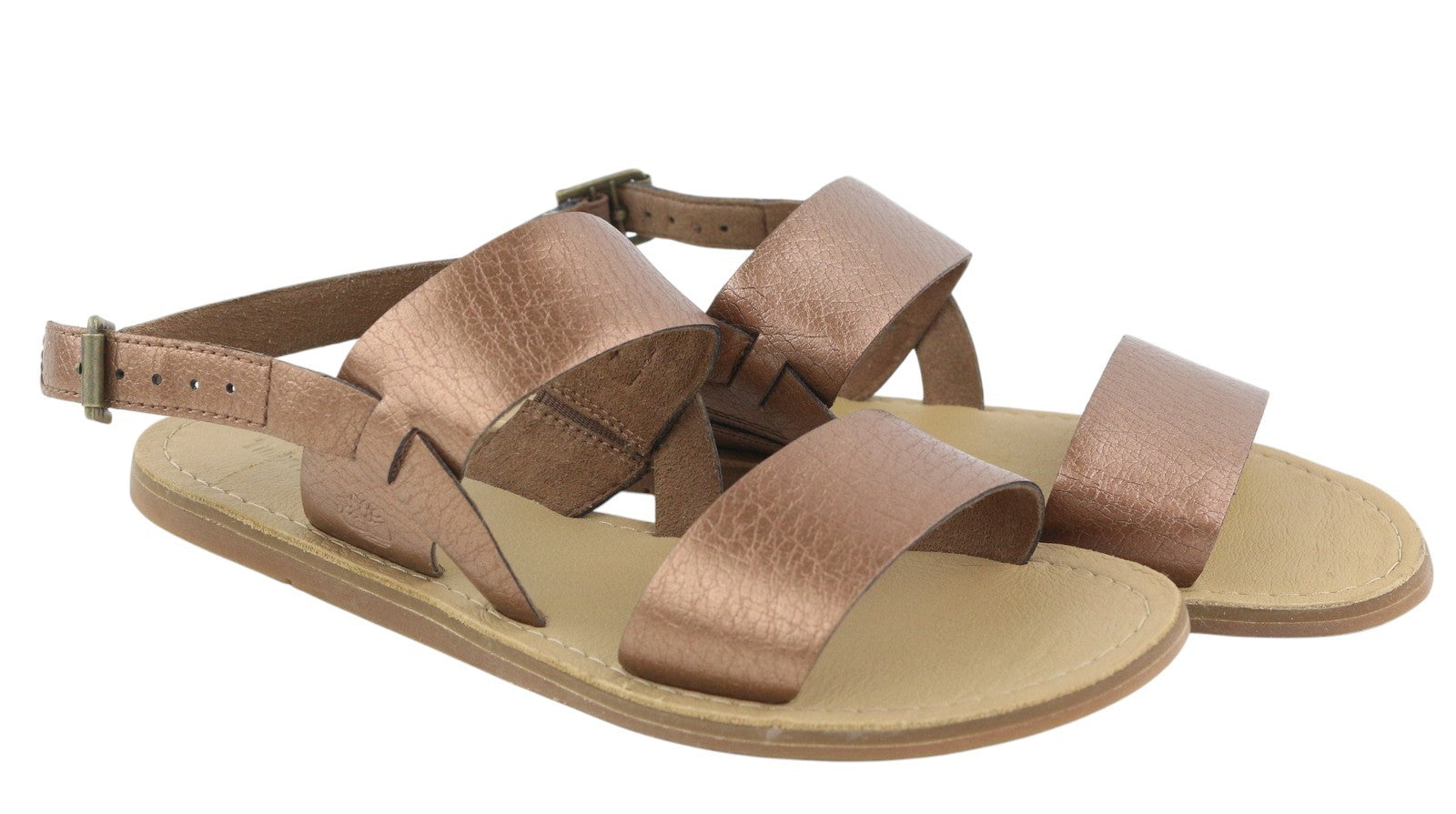 TIMBERLAND A1A8Y Women Sandals EU38/38.5 Brown Leather Flat Buckle Strap