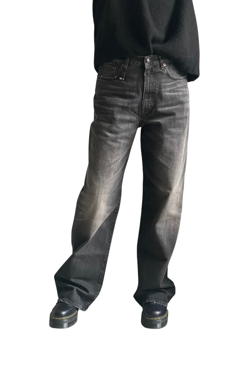 R13 D'Arcy Loose Women Jeans 27 Wilson Black Washed Relaxed Denim RRP700