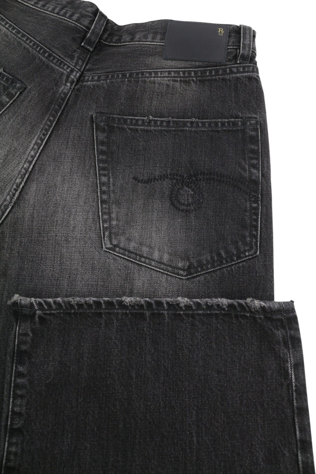 R13 D'Arcy Loose Women Jeans 27 Wilson Black Washed Relaxed Denim RRP700