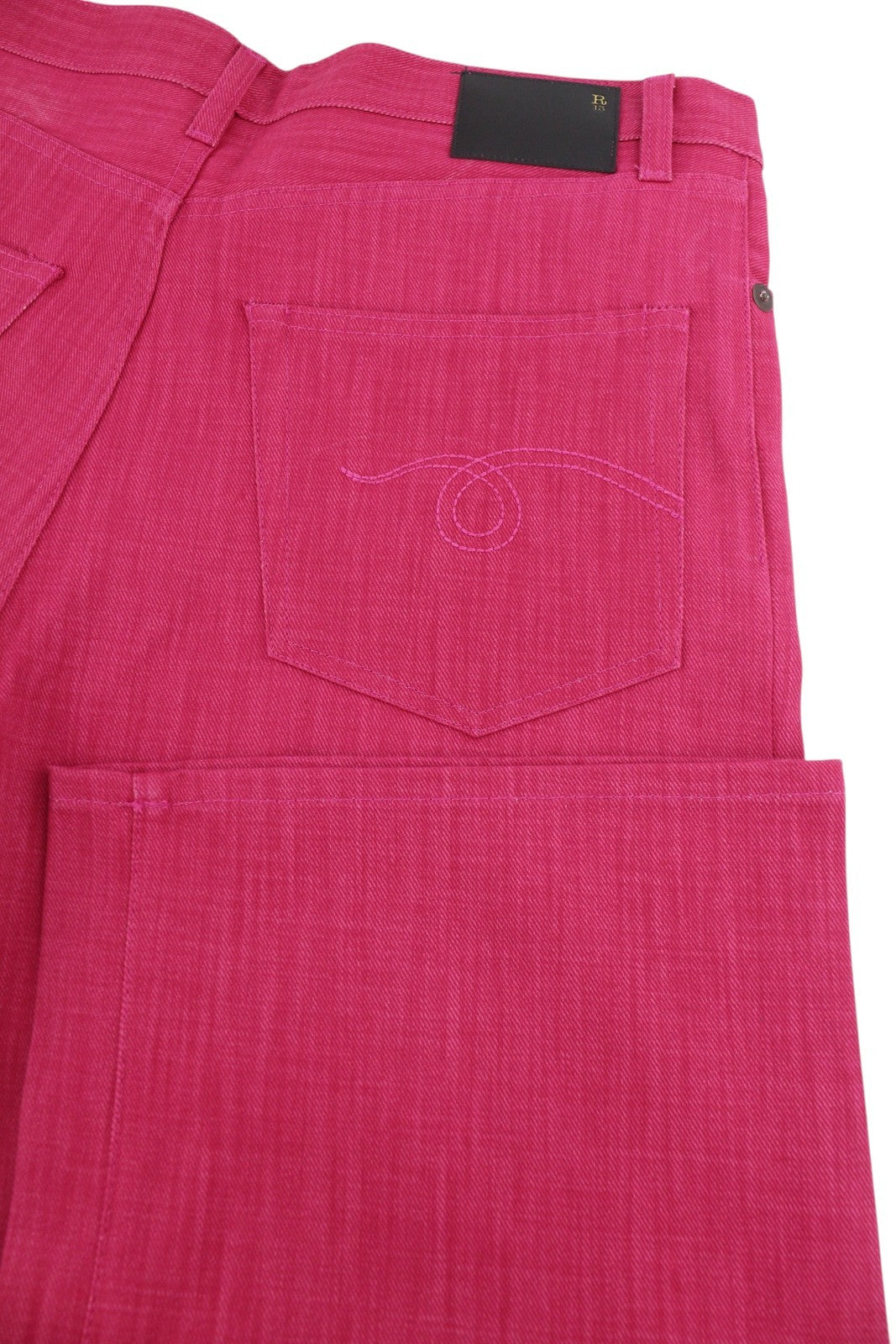 R13 Damon Pleated Women Jeans 26 Vivid Pink Wide Leg Zip Pocket Denim