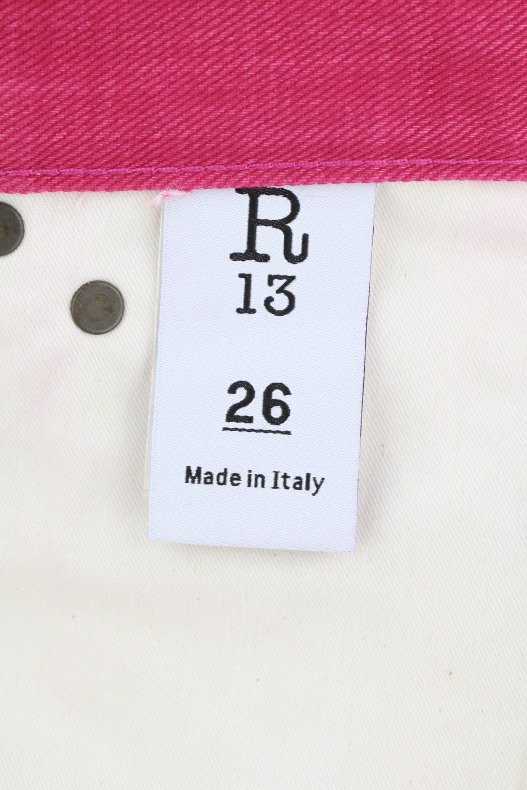 R13 Damon Pleated Women Jeans 26 Vivid Pink Wide Leg Zip Pocket Denim