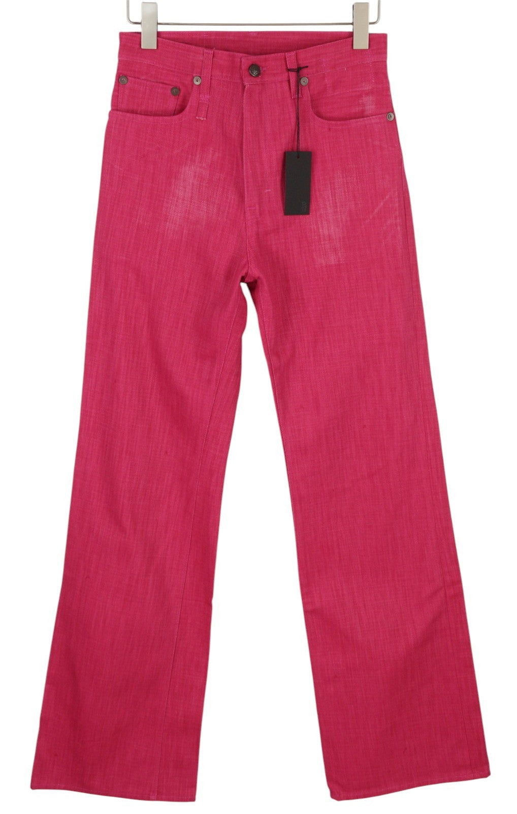 R13 Jane Women Jeans 27 Vivid Pink High Waist Flared Zip Denim