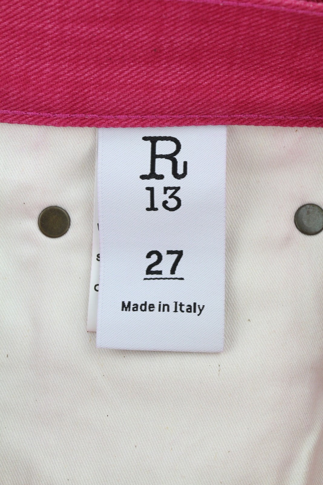 R13 Jane Women Jeans 27 Vivid Pink High Waist Flared Zip Denim