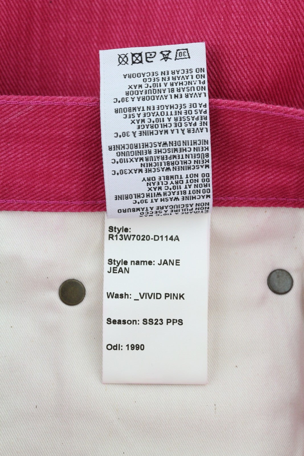 R13 Jane Women Jeans 27 Vivid Pink High Waist Flared Zip Denim