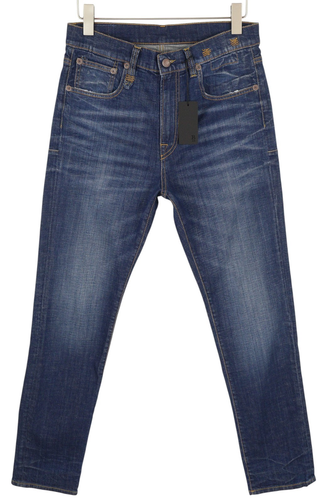 R13 Skate Men Jeans 33 Howell Indigo Washed Skinny Zip Logo Denim