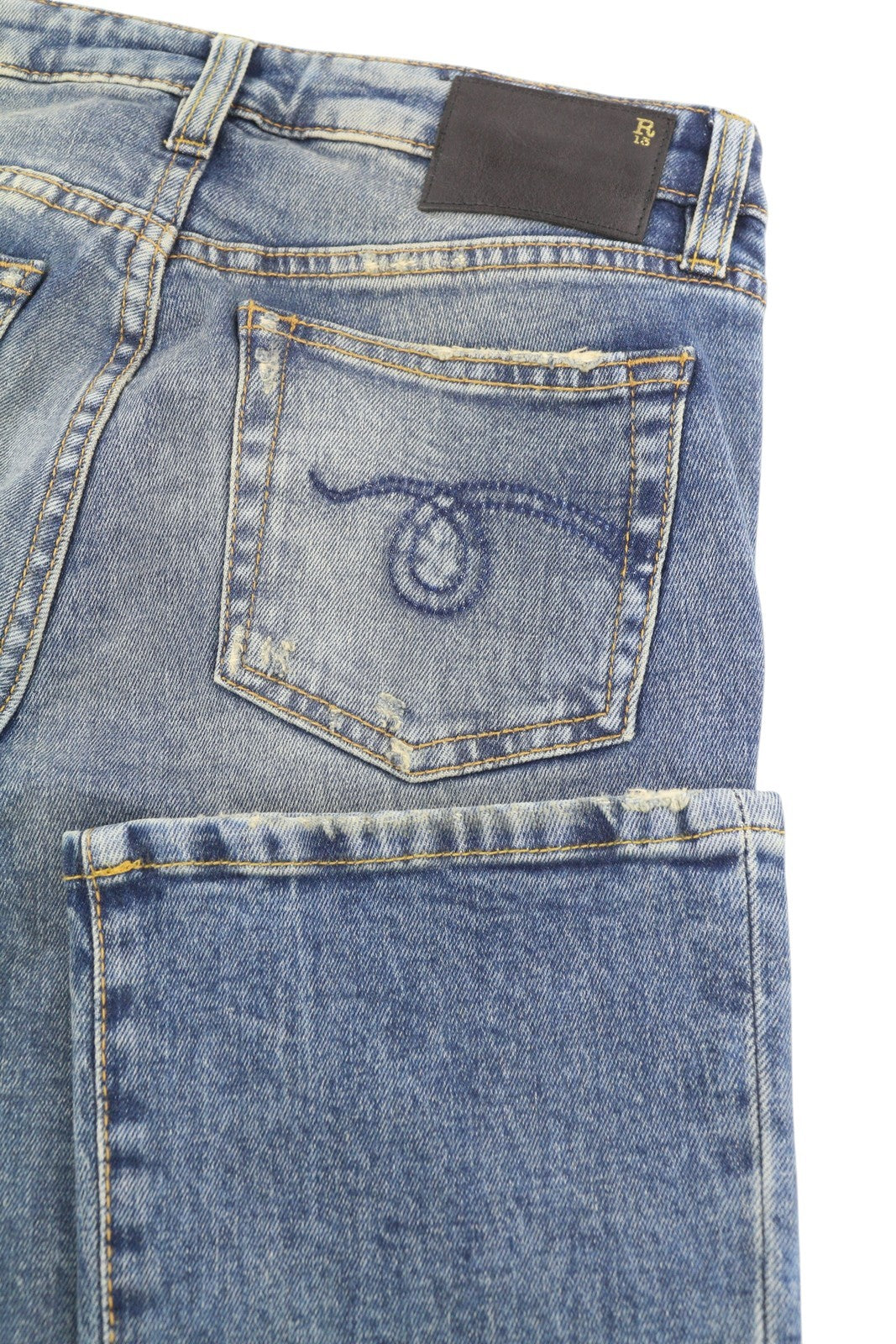 R13 Kick Fit Women Jeans 24 Kelly Stretch Cropped Flared Denim RRP699