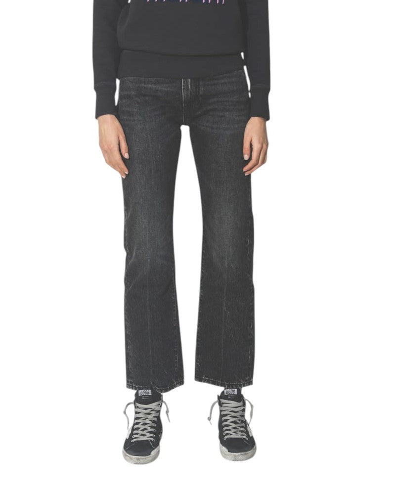 R13 Courtney Slim Women Jeans 27 Everit Black Washed Zip Distress Denim