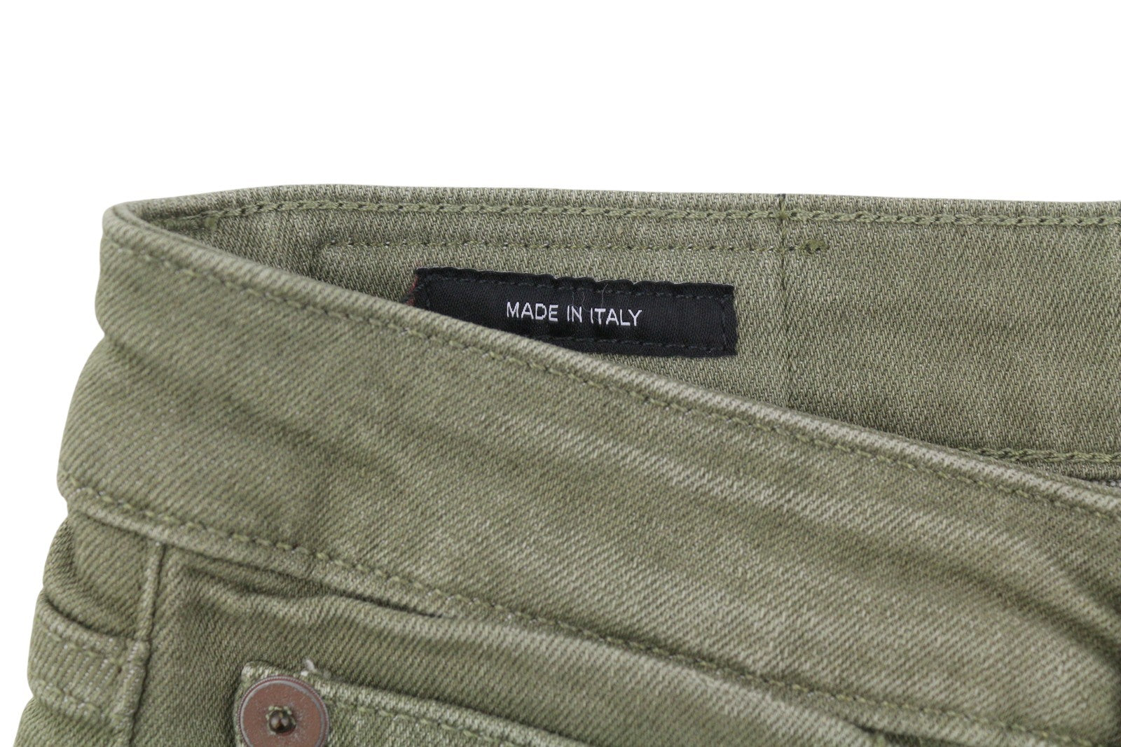 R13 Kick Fit Women Jeans 27 Olive Green Stretch Cropped Faded Denim