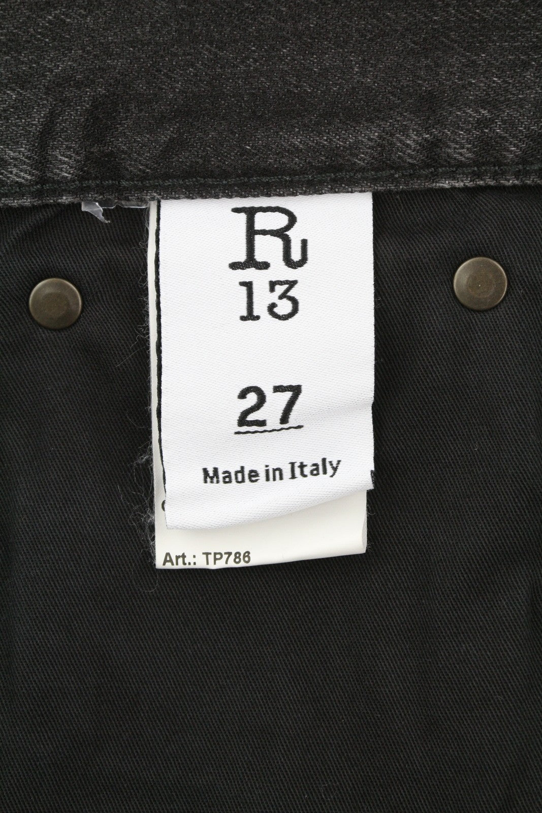 R13 Boyfriend Women Jeans 27 Wilson Black Washed Faded Cropped Relaxed Denim