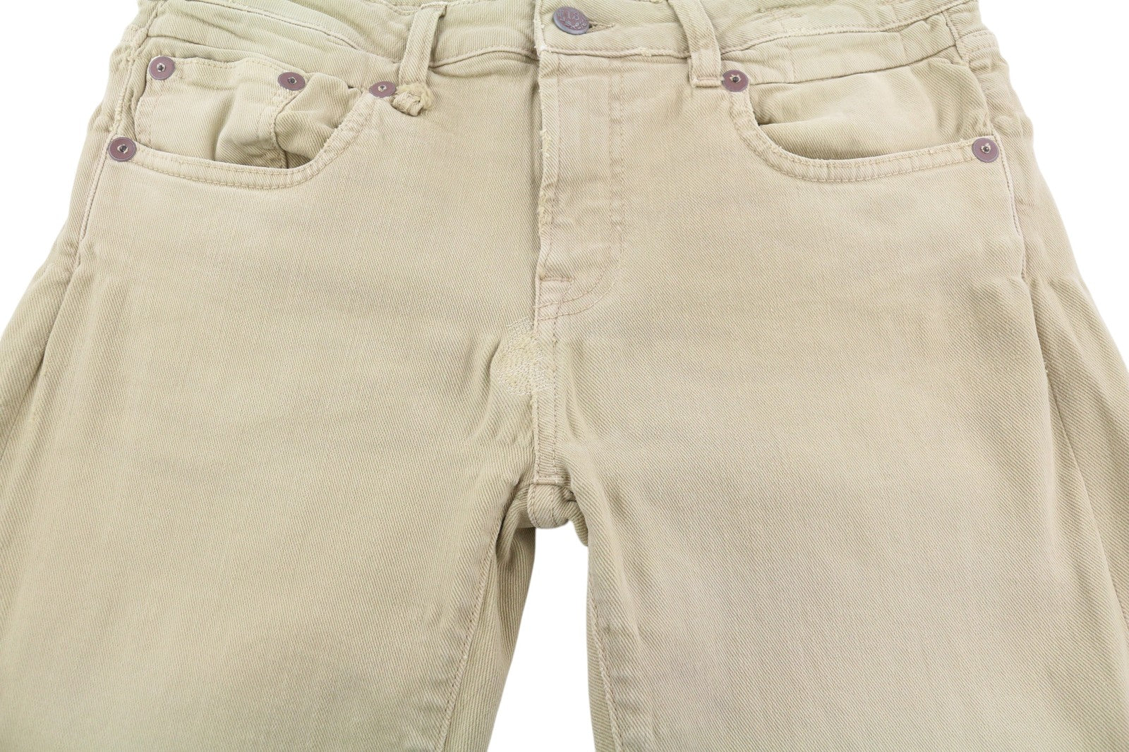 R13 Boy Straight Women Jeans 30 Khaki Stretch Washed Casual Ankle RRP699