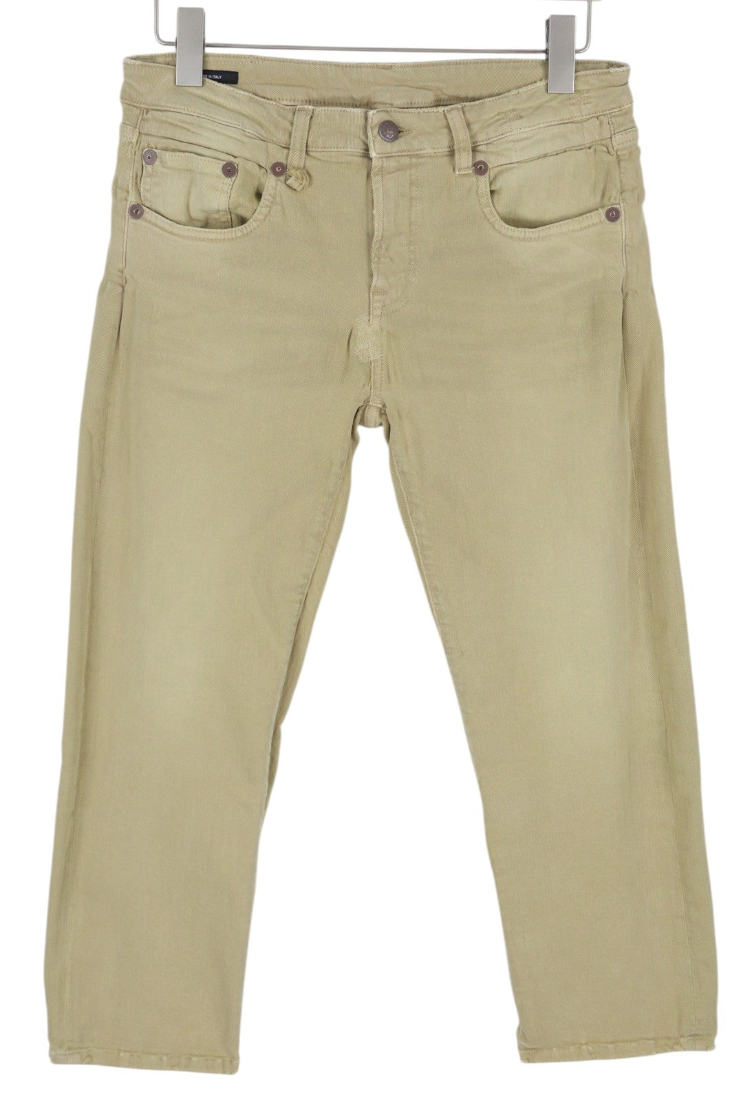 R13 Boy Straight Women Jeans 30 Khaki Stretch Washed Casual Ankle RRP699