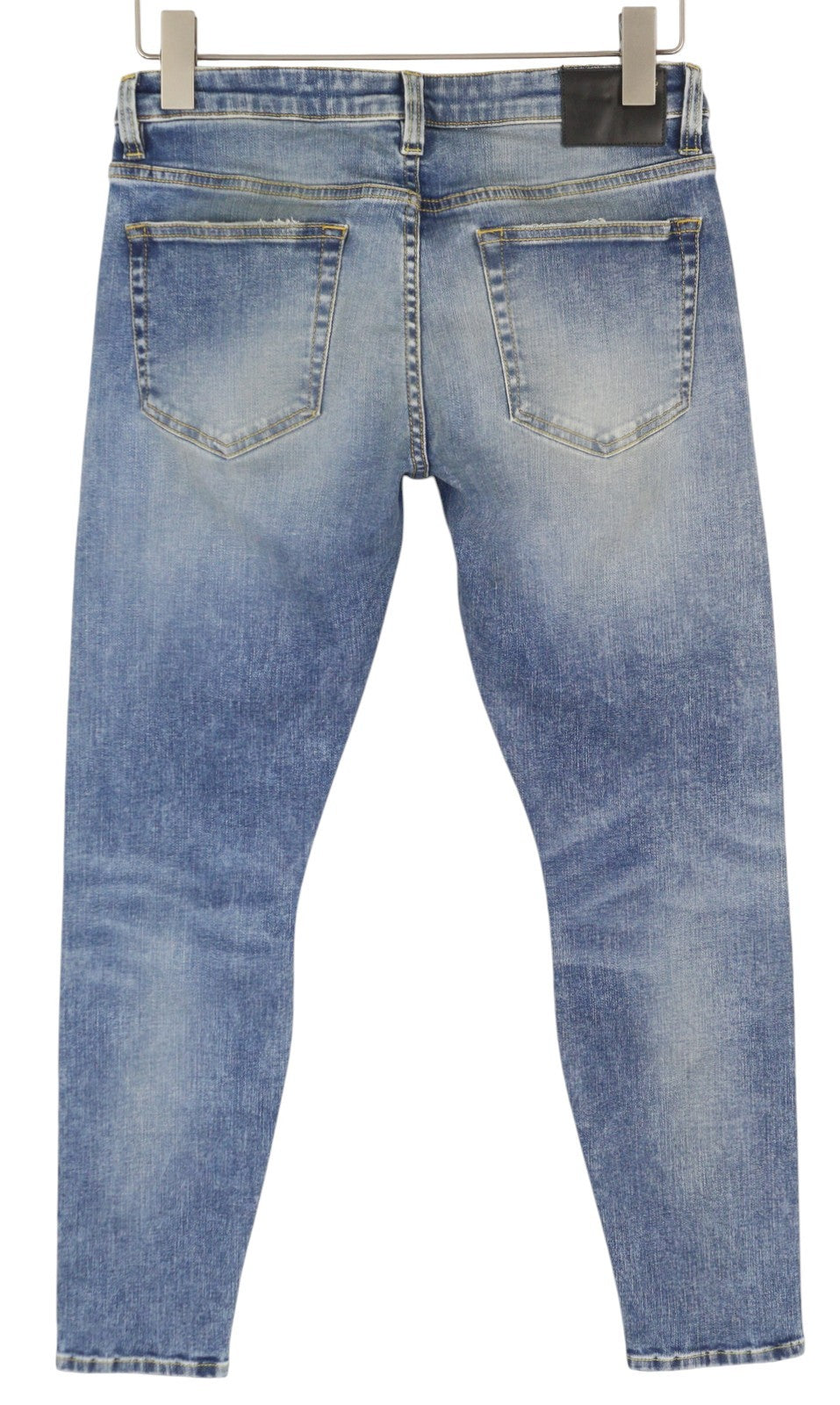 R13 Boy Skinny Women Jeans 27 Blue Washed Faded Cropped Ankle Zip Fly