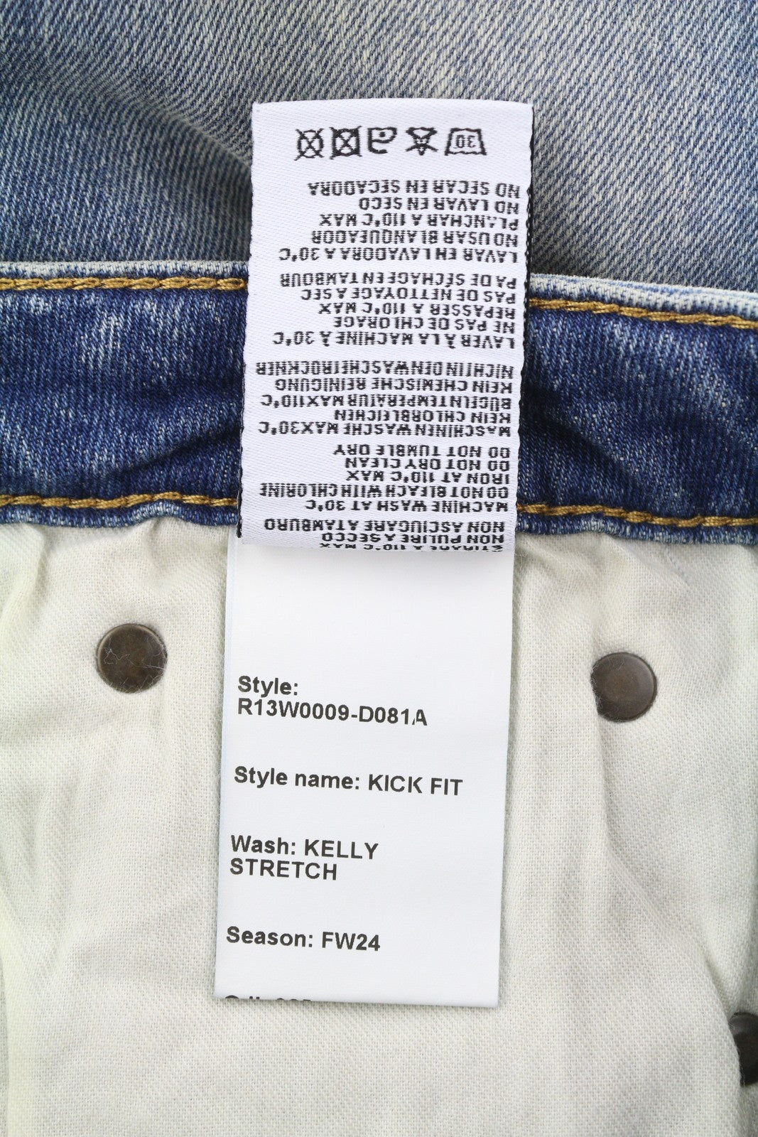 R13 Kick Fit Women Jeans 24 Kelly Stretch Washed Faded Cropped Ankle RRP699