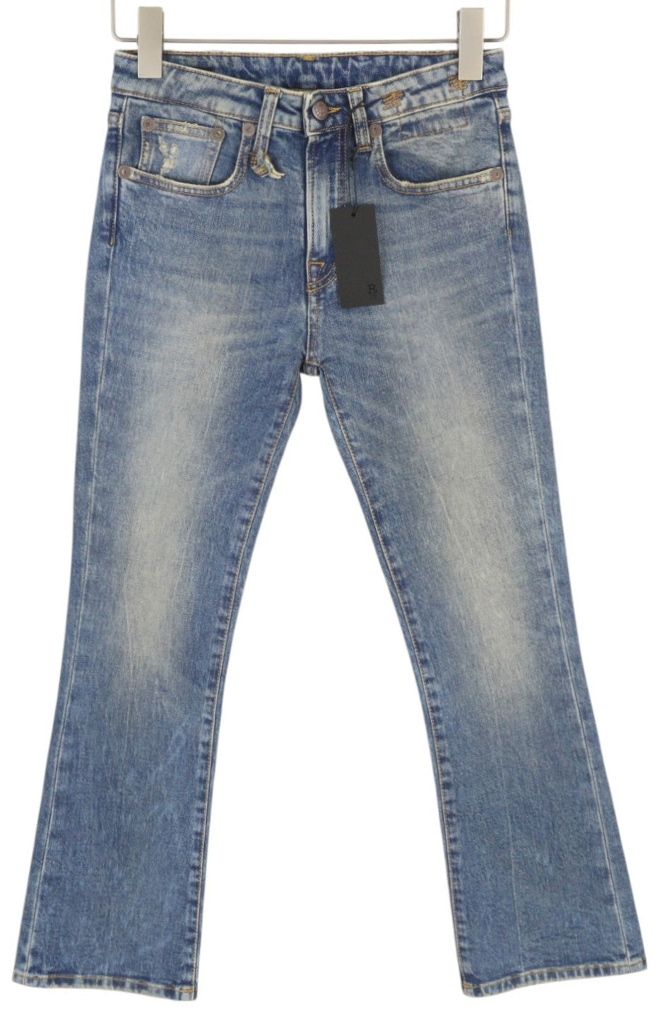 R13 Kick Fit Women Jeans 24 Kelly Stretch Washed Faded Cropped Ankle RRP699