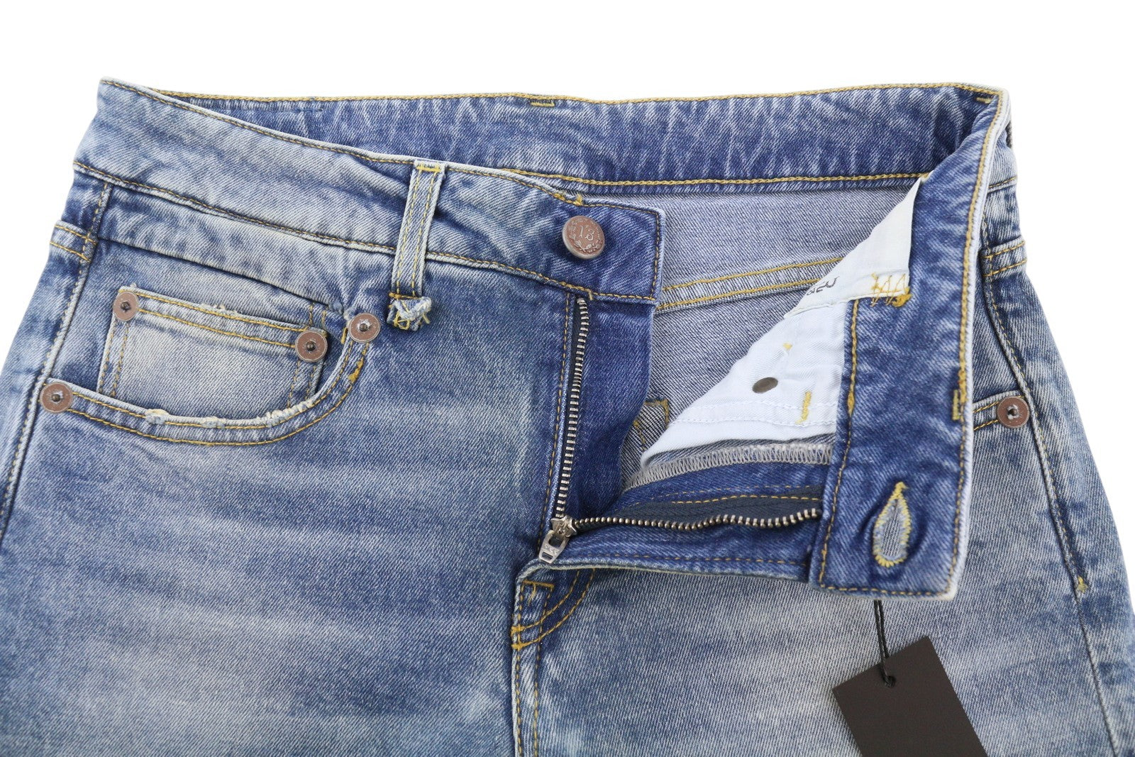 R13 Boy Straight W Rips Women Jeans 26 Jasper Stretch Faded Cropped Denim