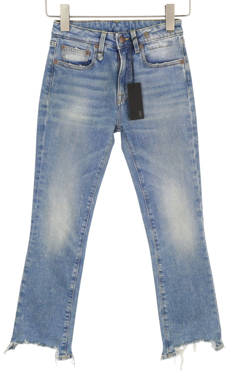 R13 Kick Fit Women Jeans 24 Jasper Stretch Washed Faded Cropped Ankle Denim