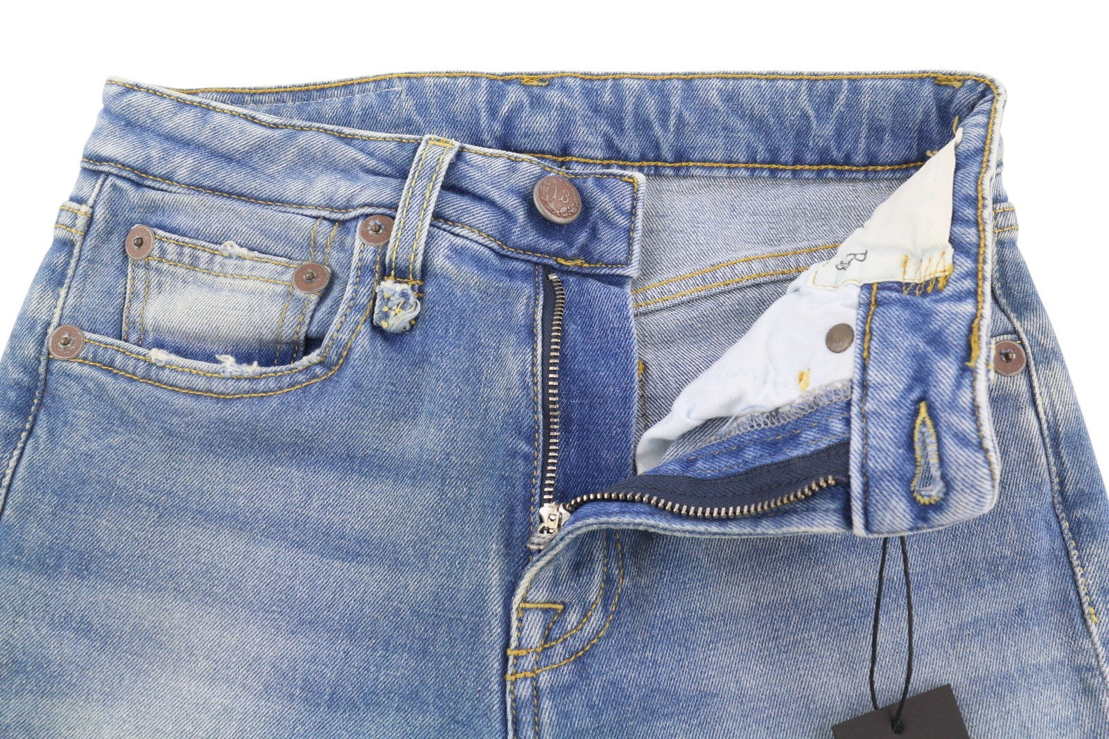 R13 Kick Fit Women Jeans 24 Jasper Stretch Washed Faded Cropped Ankle Denim