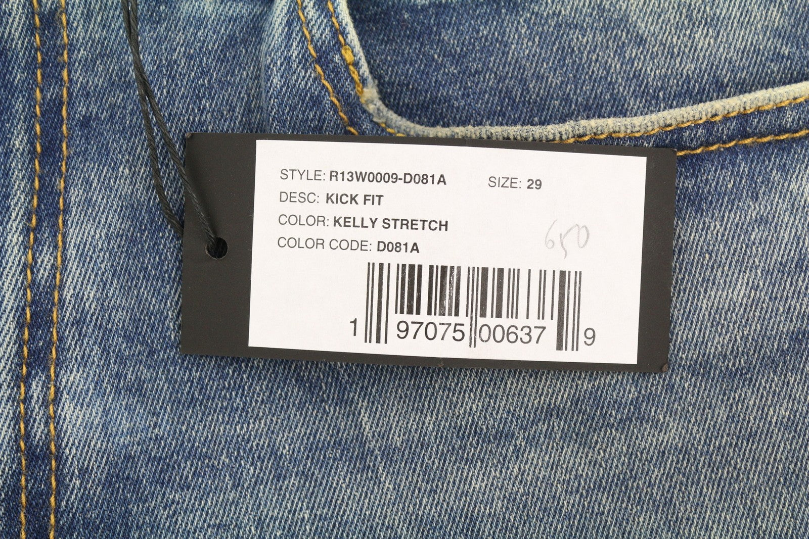 R13 Kick Fit Women Jeans 29 Kelly Stretch Washed Faded Cropped Ankle RRP699