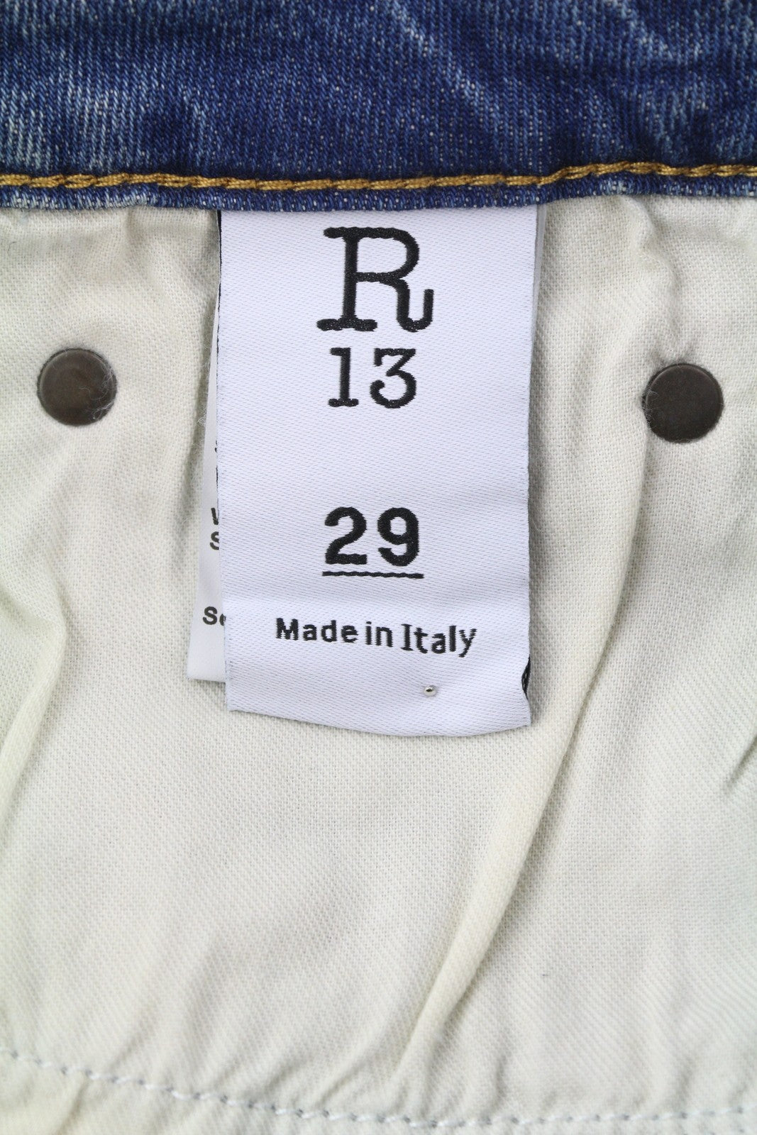 R13 Kick Fit Women Jeans 29 Kelly Stretch Whisker Fade Cropped RRP699