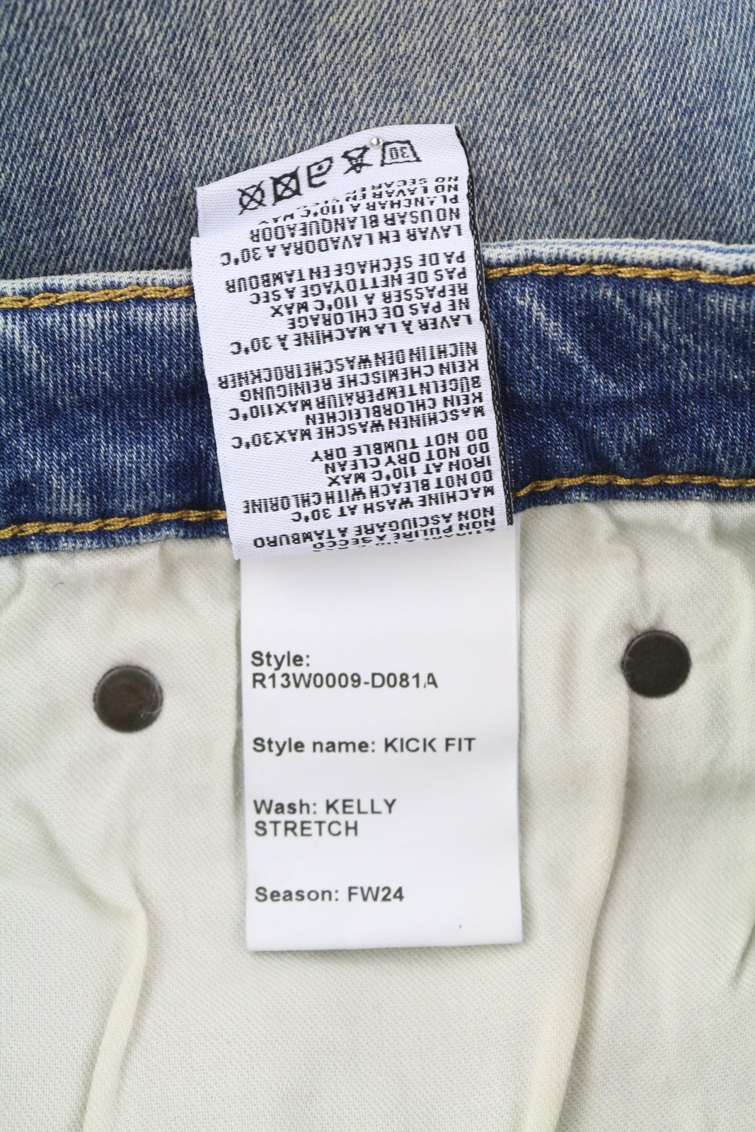 R13 Kick Fit Women Jeans 29 Kelly Stretch Whisker Fade Cropped RRP699