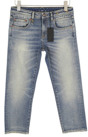 R13 Boy Straight Women Jeans 27 Blue Stretch Distressed Cropped Ankle Denim