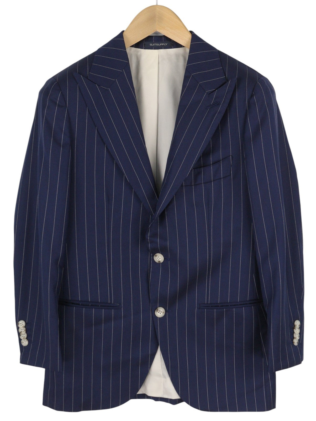 SUITSUPPLY La Spalla Brescia Men Suit UK34R UK36L Blue Wool Pinstripe 2 Piece
