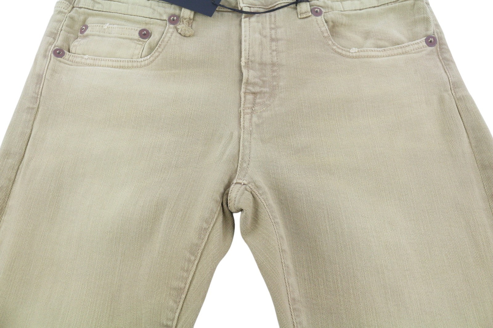 R13 Boy Straight Women Jeans 29 Khaki Stretchy Faded Cropped Casual RRP699