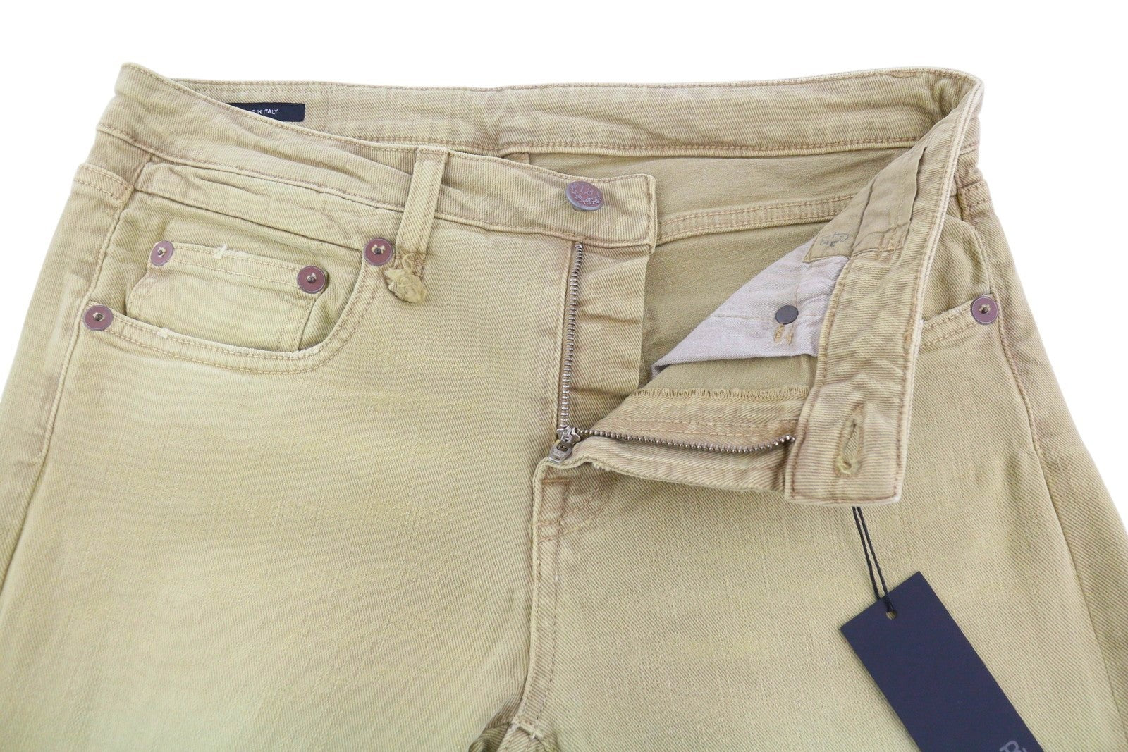 R13 Boy Straight Women Jeans 29 Khaki Stretchy Faded Cropped Casual RRP699