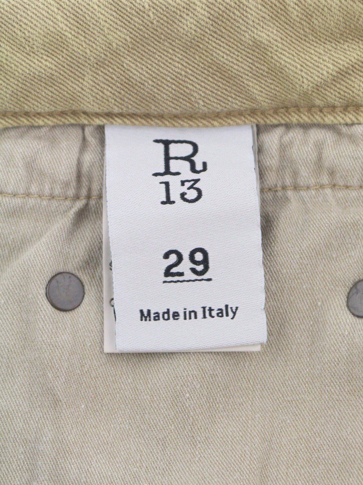 R13 Boy Straight Women Jeans 29 Khaki Stretchy Faded Cropped Casual RRP699