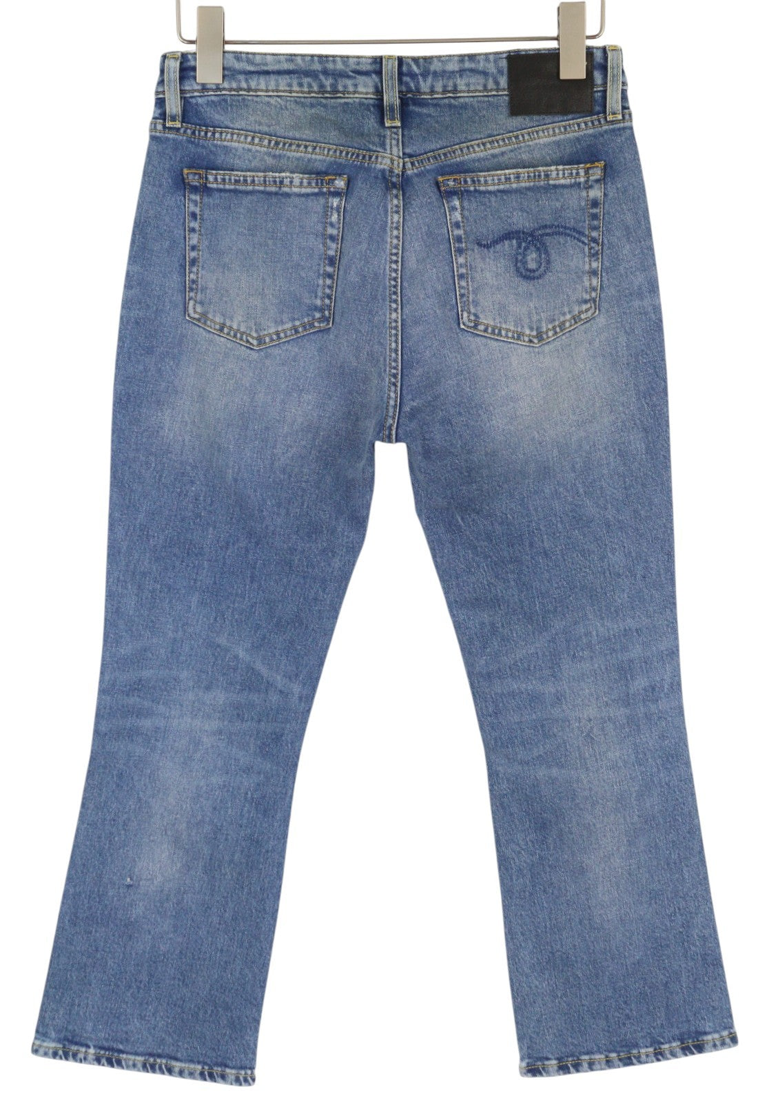 R13 Kick Fit Women Jeans 29 Jasper Stretch Washed Faded Cropped Ankle Denim