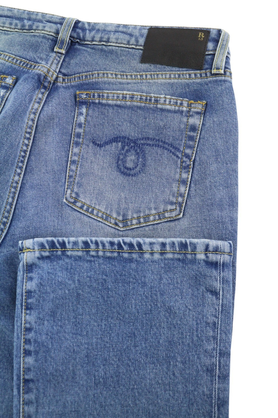 R13 Kick Fit Women Jeans 29 Jasper Stretch Washed Faded Cropped Ankle Denim