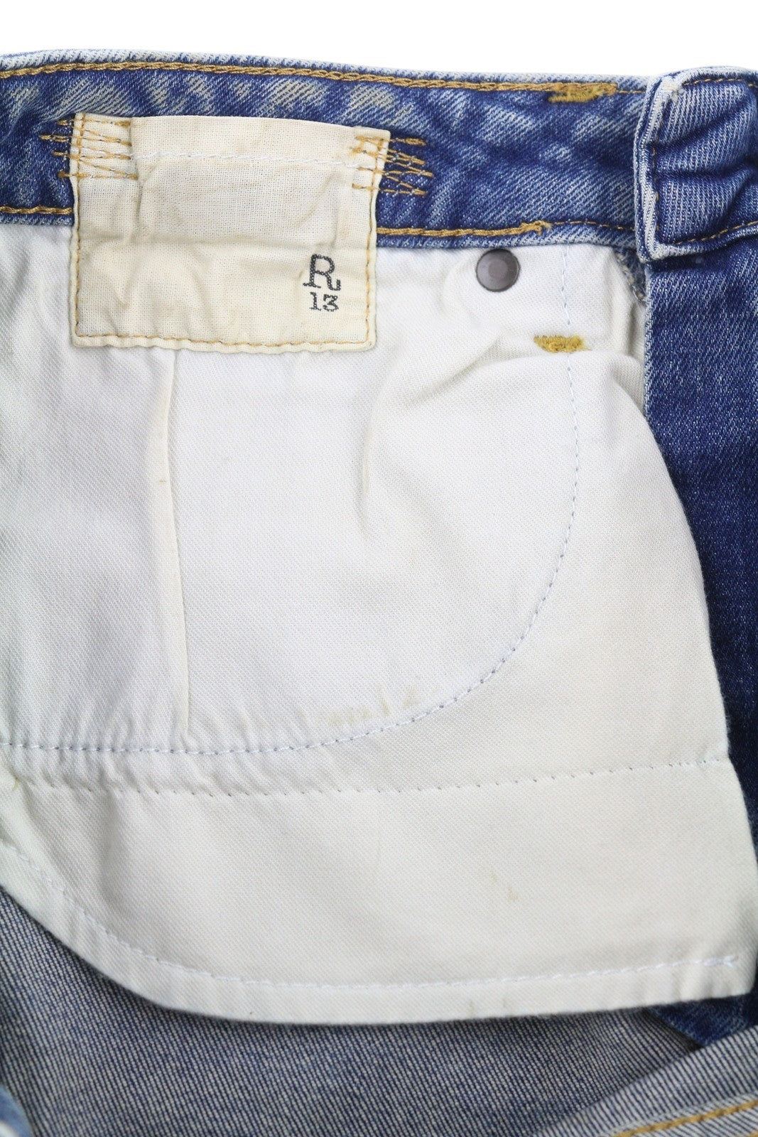 R13 Kick Fit Women Jeans 26 Kelly Stretch Washed Faded Cropped Ankle RRP699