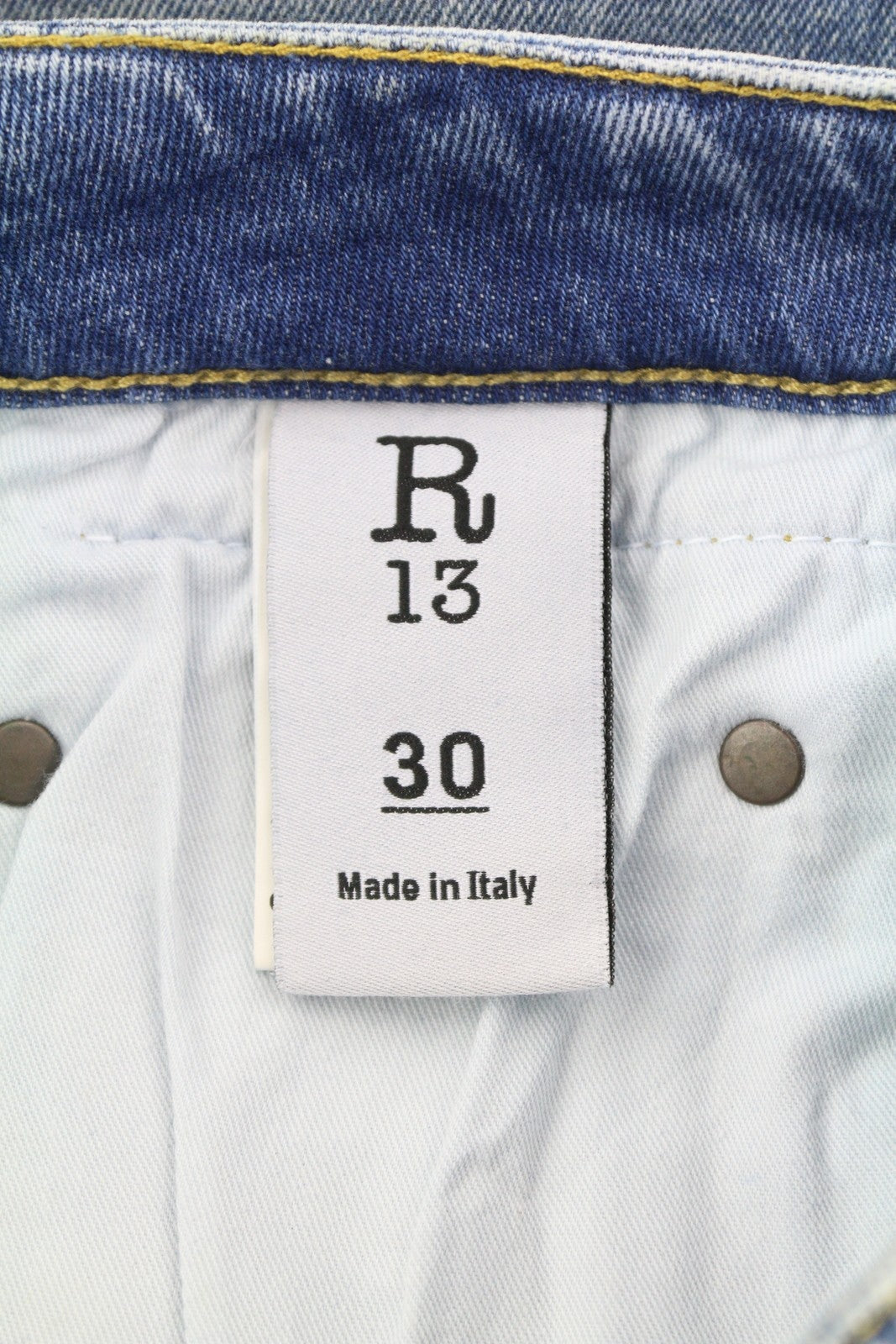 R13 Boy Straight W Rips Women Jeans 30 Jasper Stretch Faded Cropped Denim