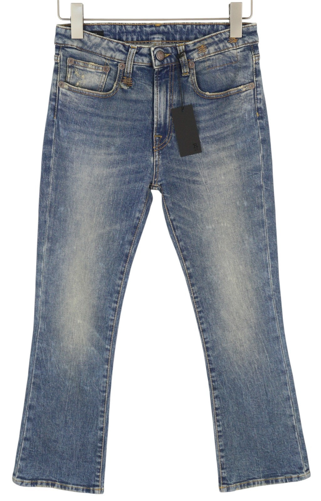 R13 Kick Fit Women Jeans 26 Kelly Stretch Washed Faded Ankle Length RRP699