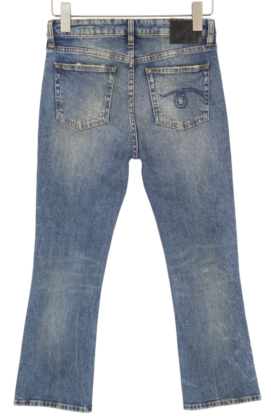 R13 Kick Fit Women Jeans 26 Kelly Stretch Washed Faded Ankle Length RRP699