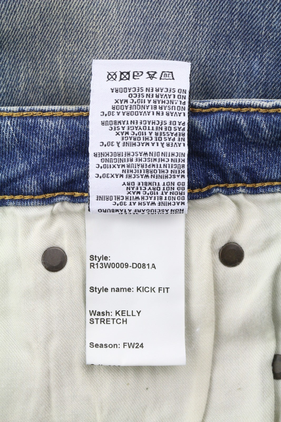 R13 Kick Fit Women Jeans 26 Kelly Stretch Washed Faded Ankle Length RRP699