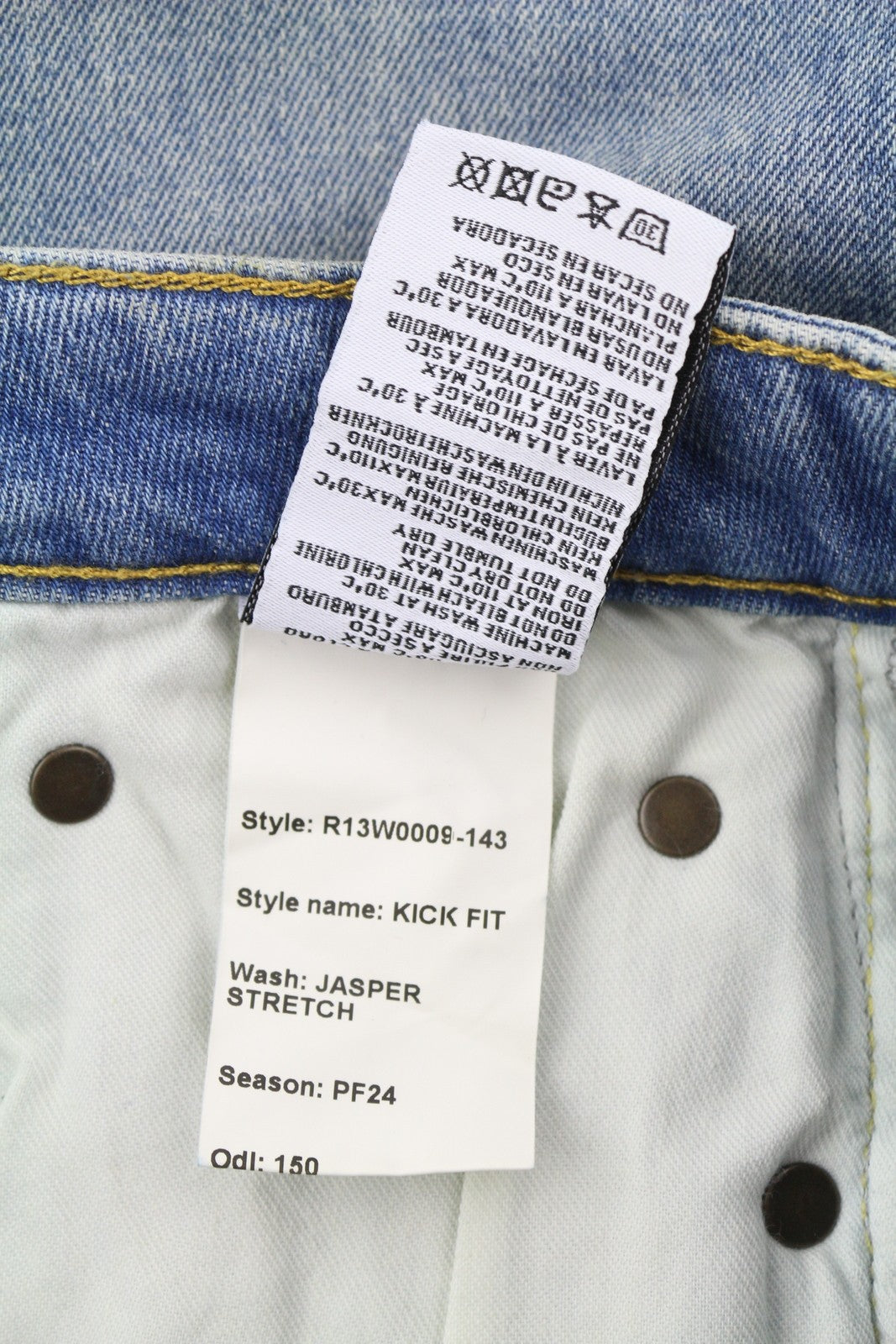 R13 Kick Fit Women Jeans 28 Jasper Stretch Washed Faded Cropped Ankle Denim