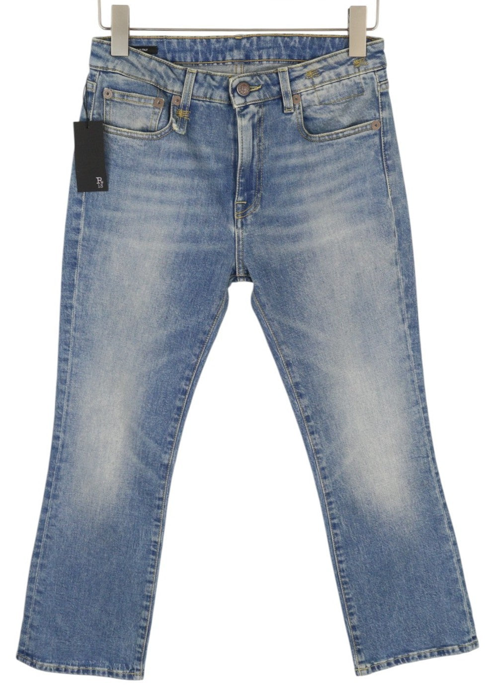 R13 Kick Fit Women Jeans 28 Jasper Stretch Washed Faded Cropped Ankle Denim